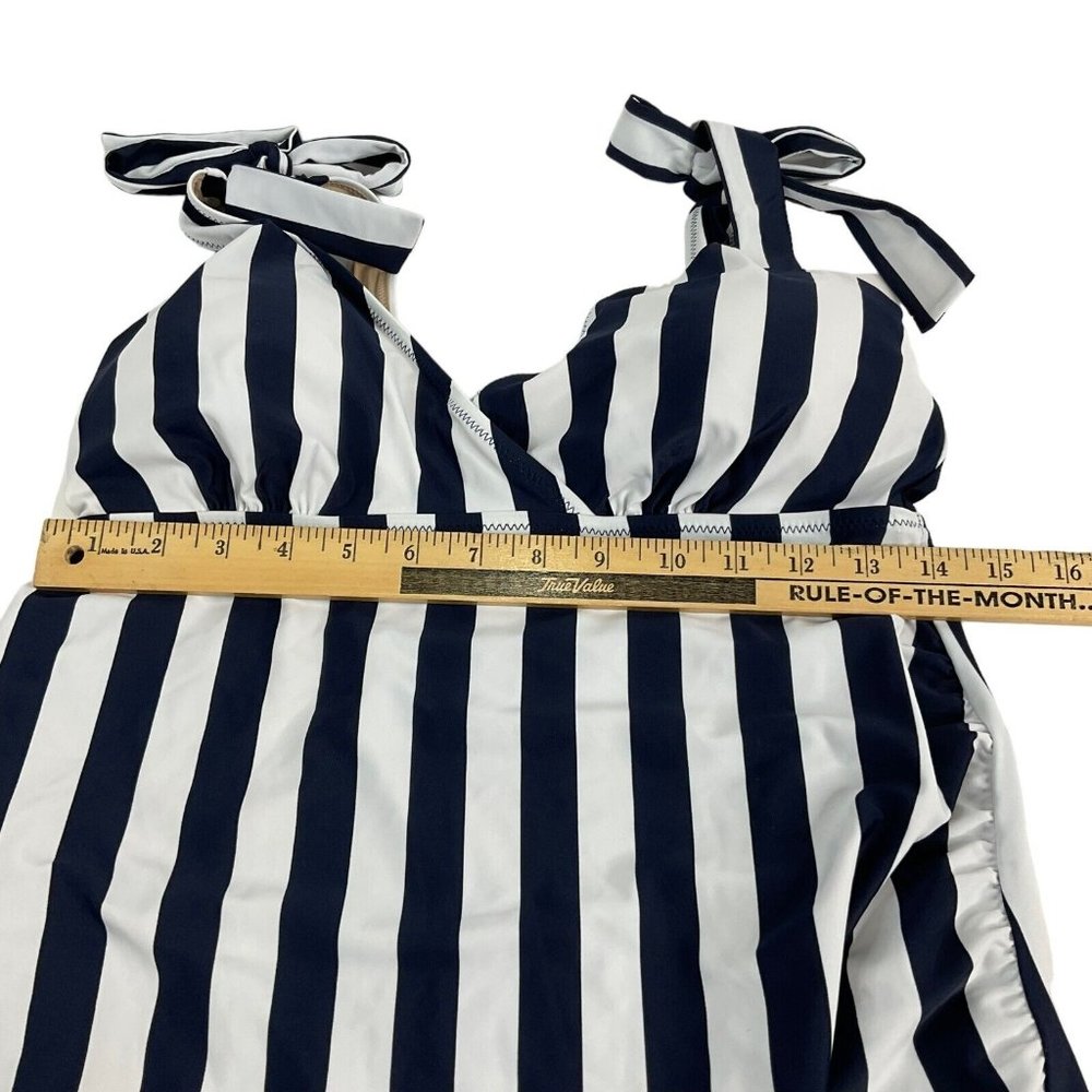 A Pea In The Pod Swimsuit Womens M Blue Striped 1 Pc Maternity UPF 50+ $105 Nwt - Picture 11 of 16